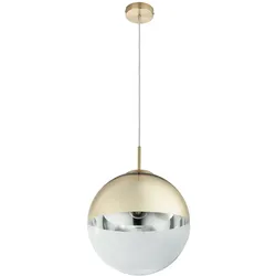 Kugel Hängelampe gold Lampen Wohnzimmer hängend Pendelleuchte Glasschirm 1 Flammig, Metall klar, 1x E27, DxH 30x120cm