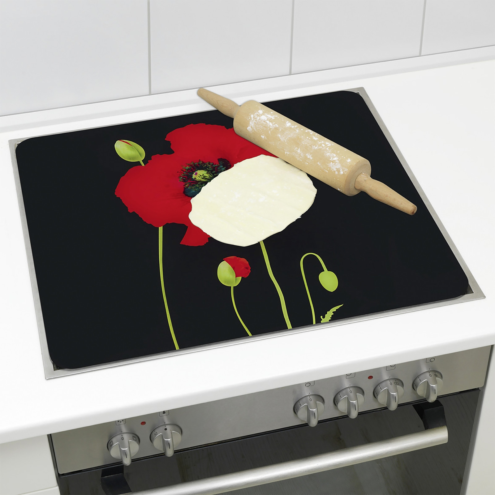 home24 Kookplaatafdekplaat Klaproos zwart