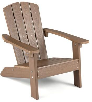 Costway All-Weather HIPS Kid's Adirondack Chair with with High Backrest and Armrests-Brown