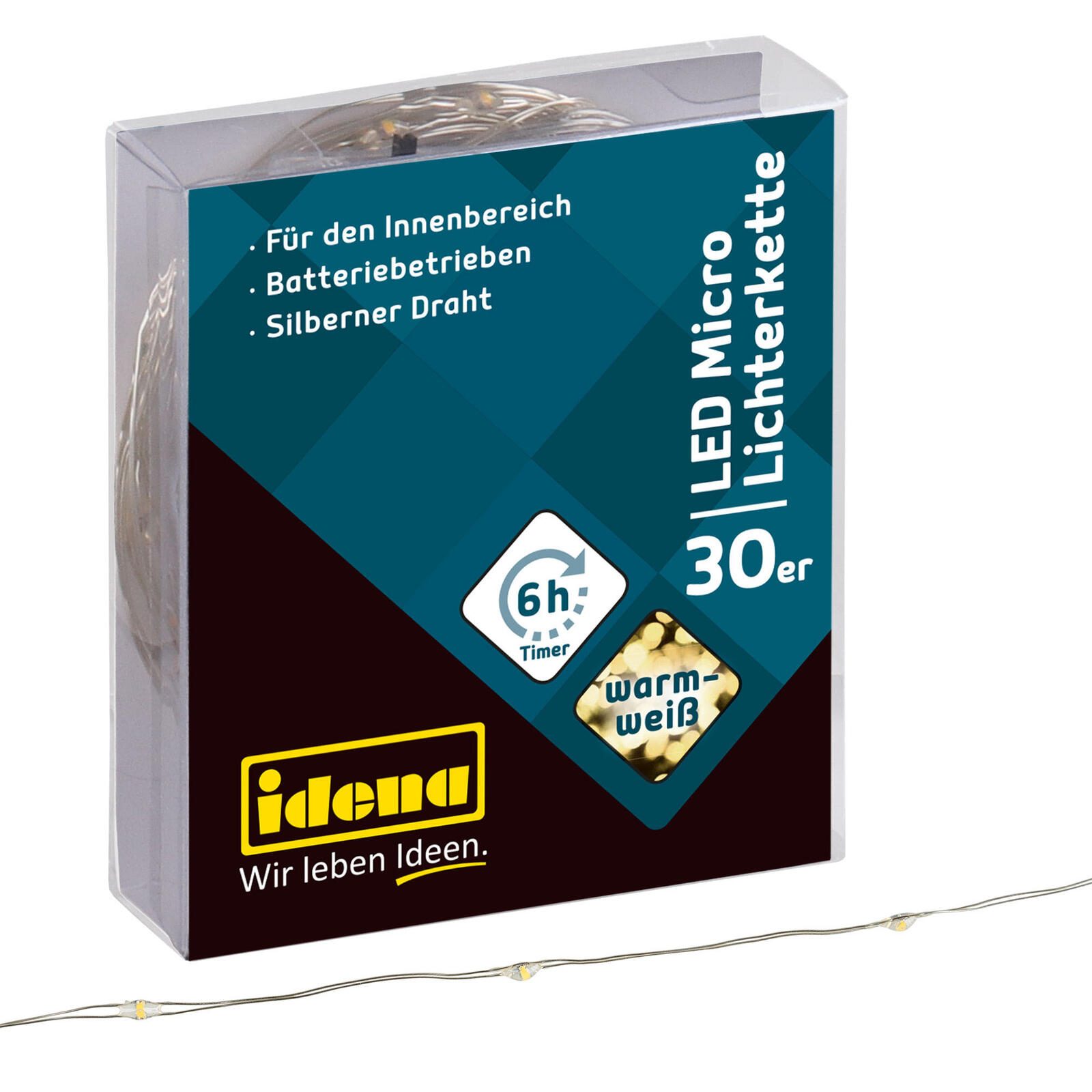 Idena Lichterkette 30er Micro LED, 3.2 m silber 31824
