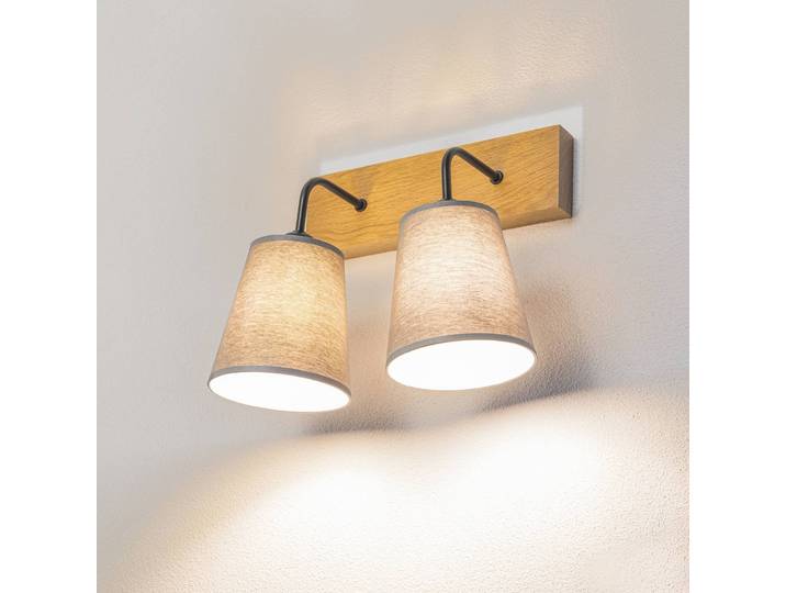 Wandleuchte Risco Lamkur, dimmbar, alu / grau / zink, für Wohn- / Esszimmer, Textil / Stoff / Seide