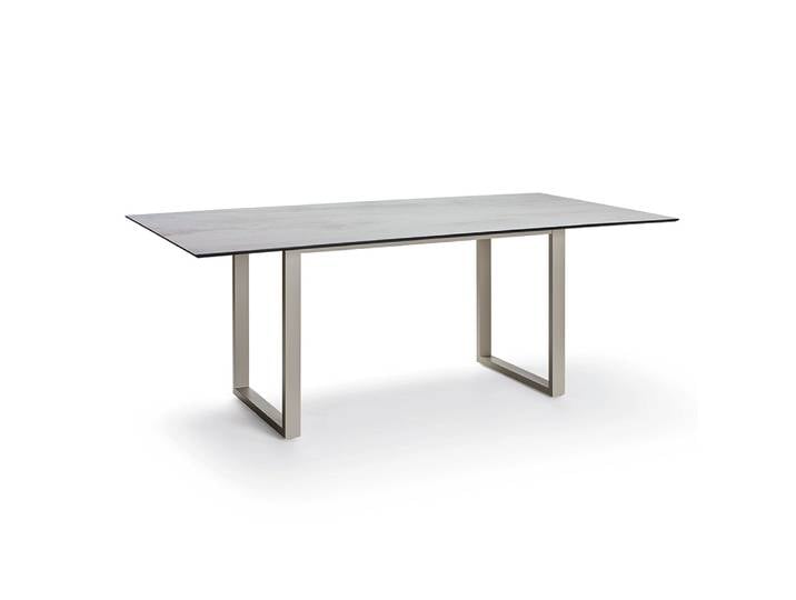 Stern Kufentisch 200x100 cm Aluminium greige mit Tischplatte