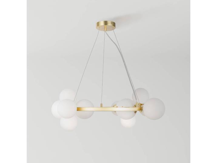Glazen hanglamp Dallas, dimbaar, messing / goud, Woon-/ Eetkamer, metaal, hanglamp