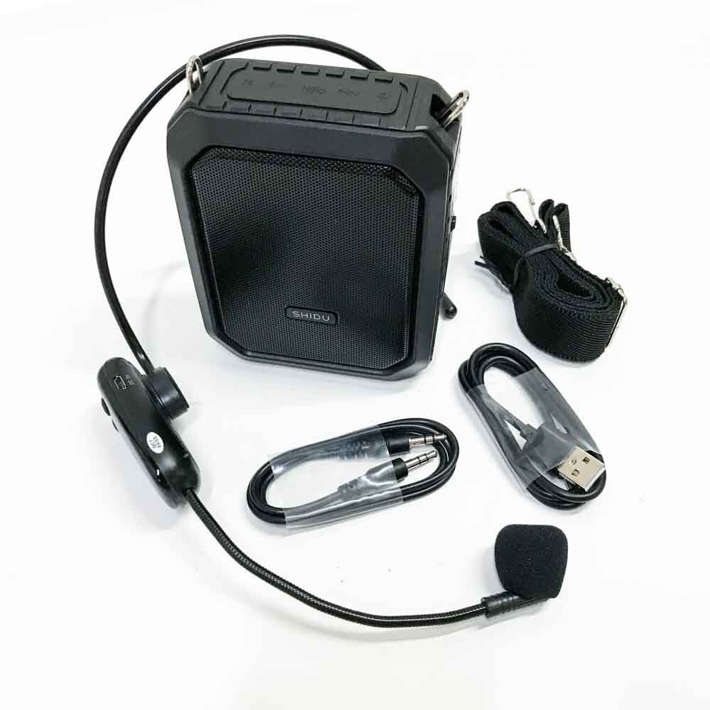 SHIDU Draadloze spraakversterker met Bluetooth, 18W waterdicht draagbaar PA-systeem inclusief UHF draadloze microfoonheadset en oplaadbare stemmicrofoon