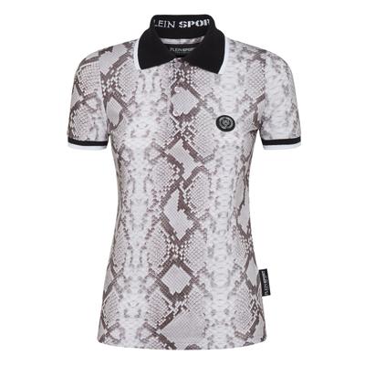 Poloshirt PLEIN SPORT "Python", Damen, Gr. XS, grau (10, grau), Obermaterial: 100% Baumwolle, Shirts