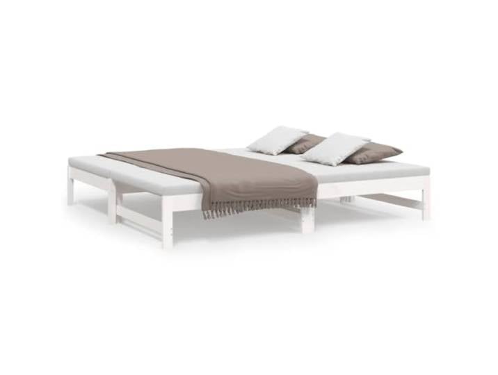 PUGYNBK Ausziehbares Schlafsofa aus massivem Kiefernholz, Weiß, 2 x 75 x 190 cm