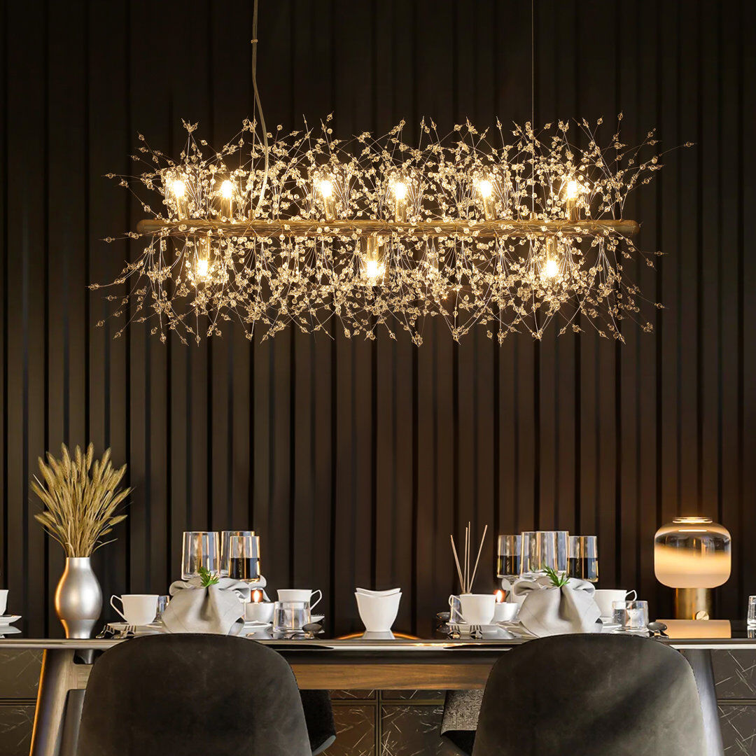 Etta Avenue Dandelion 9 - Light Dandelion Starburst Sunburst Ceiling Lighting Kitchen Island Linear Pendant Gold