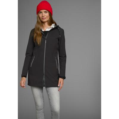Softshellmantel POLARINO, Damen, Gr. 40, schwarz, Obermaterial: 94% Polyester, 6% Elasthan. Futter: 100% Polyester, ca. Mitte Oberschenkel, Mäntel, Winddicht, wasserabweisend und atmungsaktiv