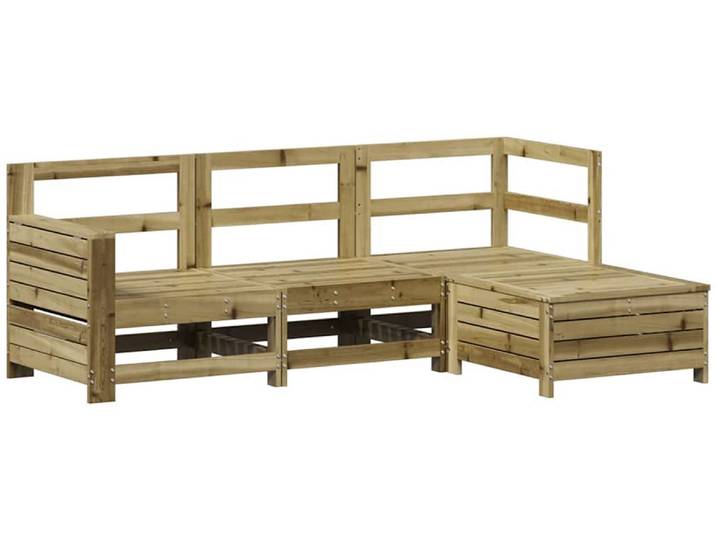 vidaXL - 4-delige - Loungeset - geïmpregneerd - grenenhout