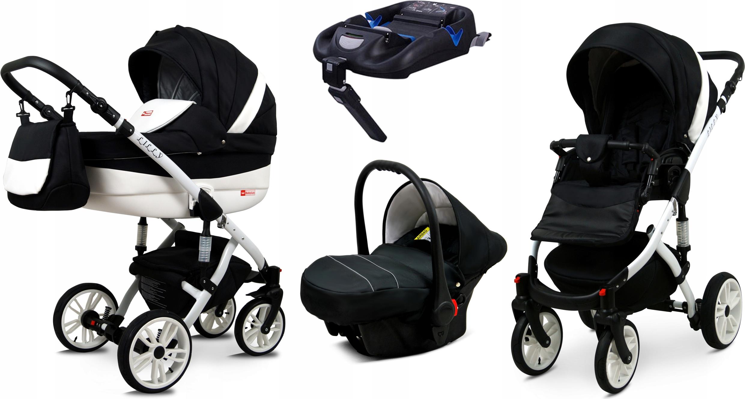 BabyLux Lilly | 4in1 Kinderwagen Set | Carbon | Kombikinderwagen | Kinderwagenset | Isofix-Basi