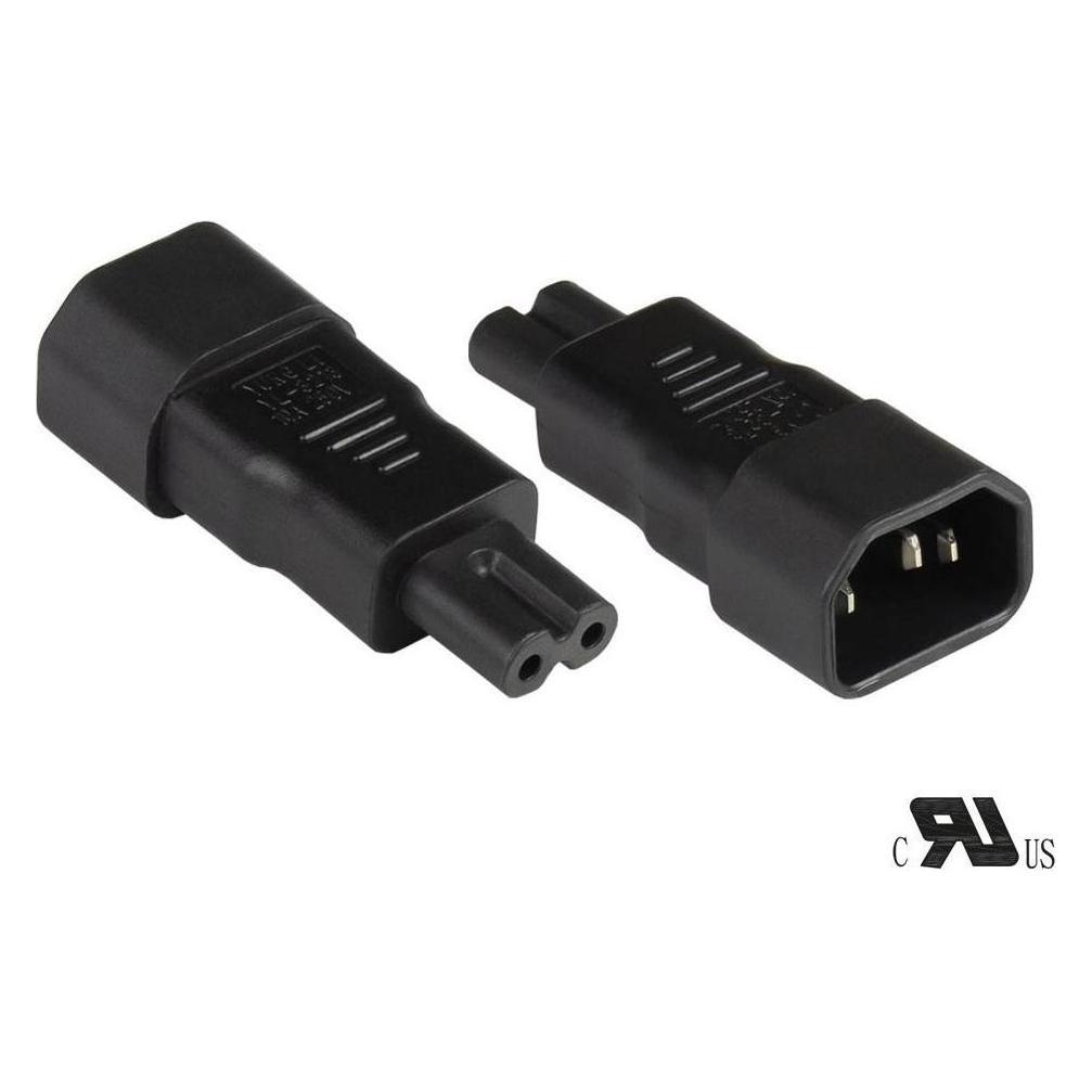 Good Connections Stromadapter Kaltgeräte-Stecker C14 (gerade) an C7/Euro 8 Buchse (gerade), UL, schwarz, (PA-1470S)