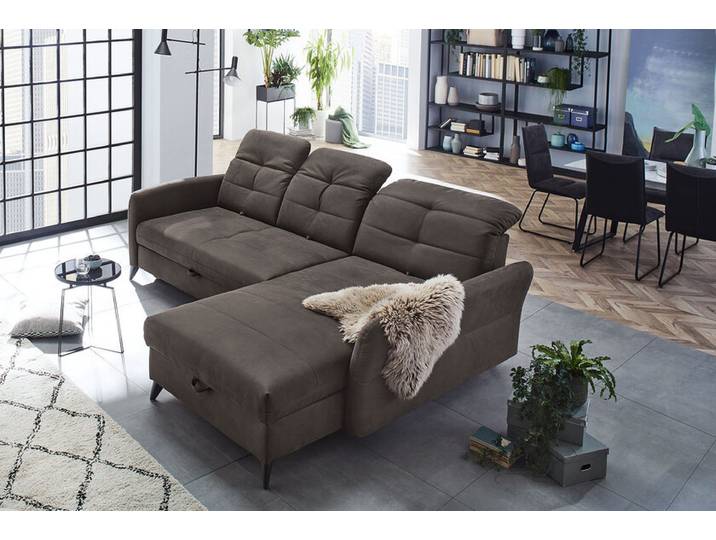 Ecksofa Loft, Stoff Dunkelbraun, Sitztiefenverstellung