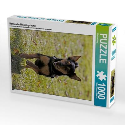 CALVENDO Puzzle Rennender Mischlingshund | 1000 Teile Lege-Größe 64x48cm Foto-Puzzle für glückliche Stunden