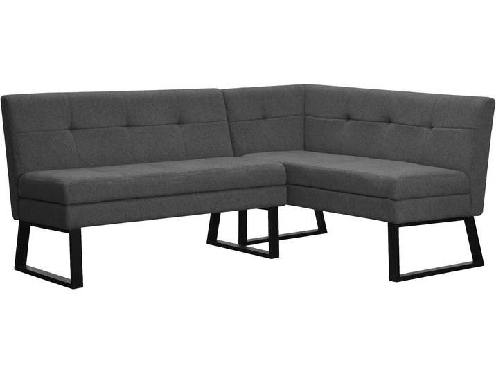 Eckbank GOODPRODUCT Geranie, Sitzbank, Essbank, pflegeleichter Strukturstoff , grau (anthrazit, schwarz), B:184cm T:61,5cm, Polyester, Sitzbänke, Eckbank, Eckbank inkl. Stauraum, Pulverbeschichtetes Metallgestell