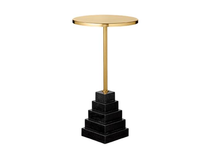 Marmor Design Beistelltisch & Blumensäule „Solum“ - Schwarz/Gold Schwarz, Gold Ø 32 x 67 cm AYTM