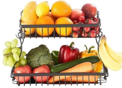 Tools, Home & Hobby Fruit Basket With Banana Hanger, Stackable Kitchen Counter Organizer For Fruits & Vegetables Fruit Basket With Banana Hanger, Stackable Kitchen Counter Organizer For Fruits & Vegetables