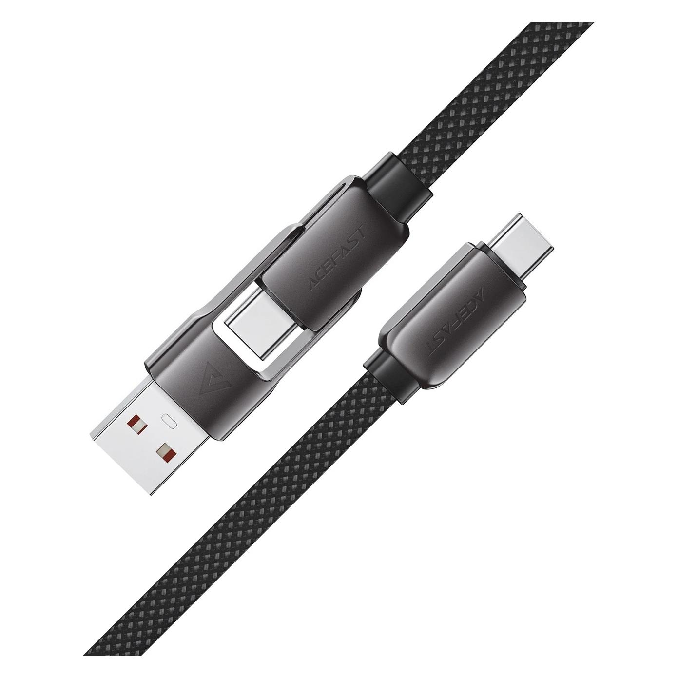 Acefast C13-04 USB-C - USB-A / USB-C Cable 480Mb/s 3A 1.2m - Black (1.20 m, USB 3.2 Gen 1, 60 W) (C13-04)
