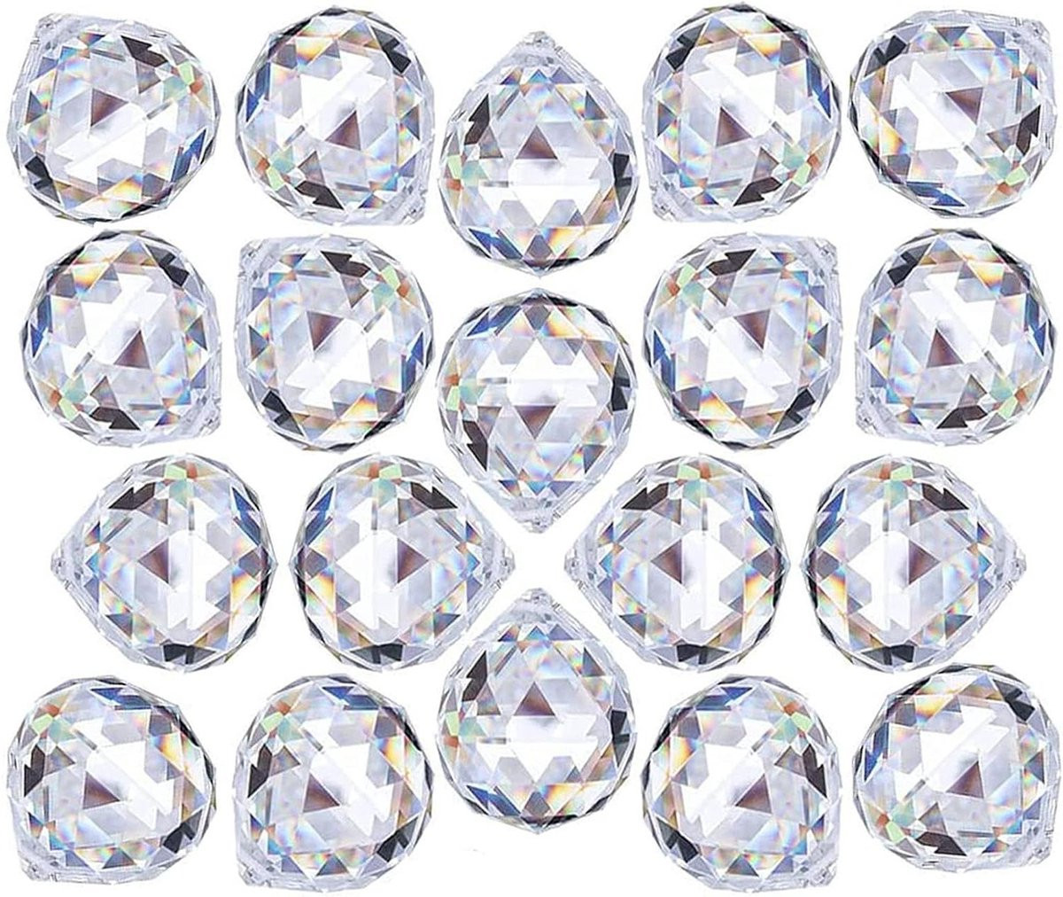 Ronte Transparante kristallen bal prisma set van 30 stuks, 20 mm - Glazen zonnevanger voor decoratie