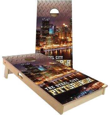 Skip's Garage Pittsburgh City Outdoor Cornhole Board Set