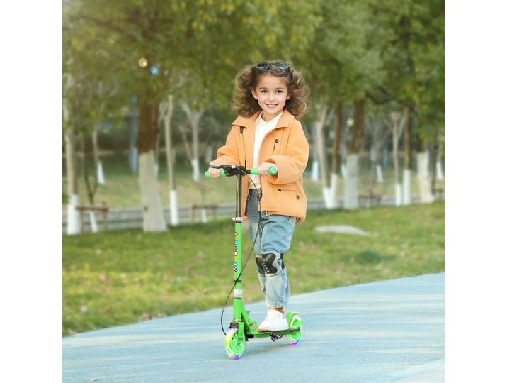 AIYAPLAY Scooter Enfant Métal Pliable Double Frein Vert