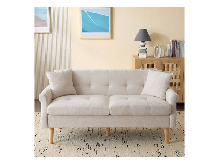 Fine Life Pro Sofa Chenille-Doppelsofa mit dicken Kissen, 1 Sofa, Wohnzimmer/Schlafzimmer, Chenille