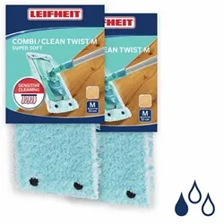 LEIFHEIT 2er Set Wischbezug Clean Twist / Combi M geeignet für Parkett und Holzböden