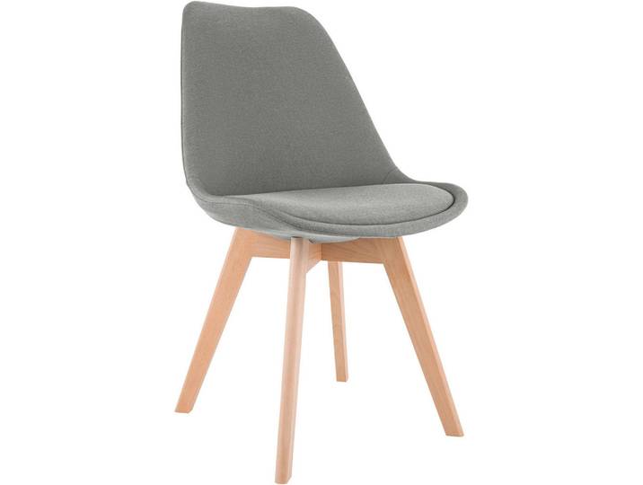 CLP Stuhl Stoff hellgrau, Hellgrau, Holz, 49x83x50 cm, Esszimmer, Stühle