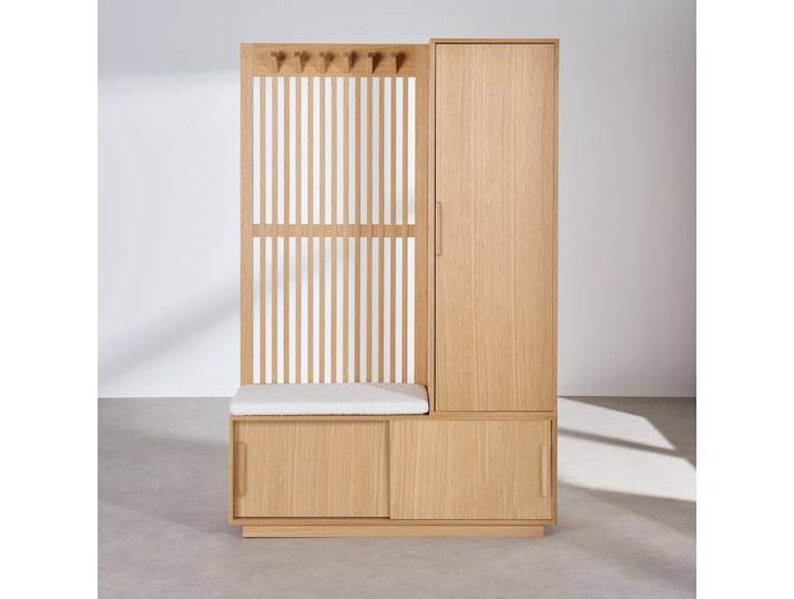 Vestiaire modulable en bois de chêne et placage chêne, L122 cm
