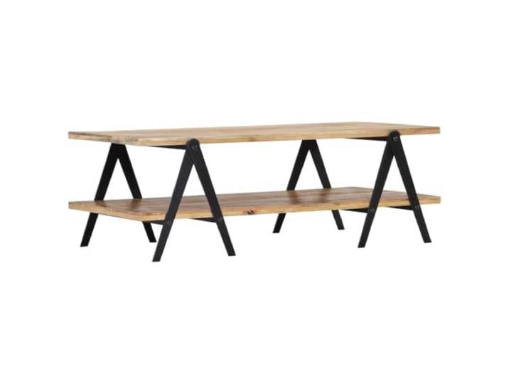 Couchtisch 115x60x40cm Massivholz Mango Rustikaler Stil, 2 Tischplatten, solide Konstruktion, Mangoholz, braune oder goldene Streifen, Wohnzimmer