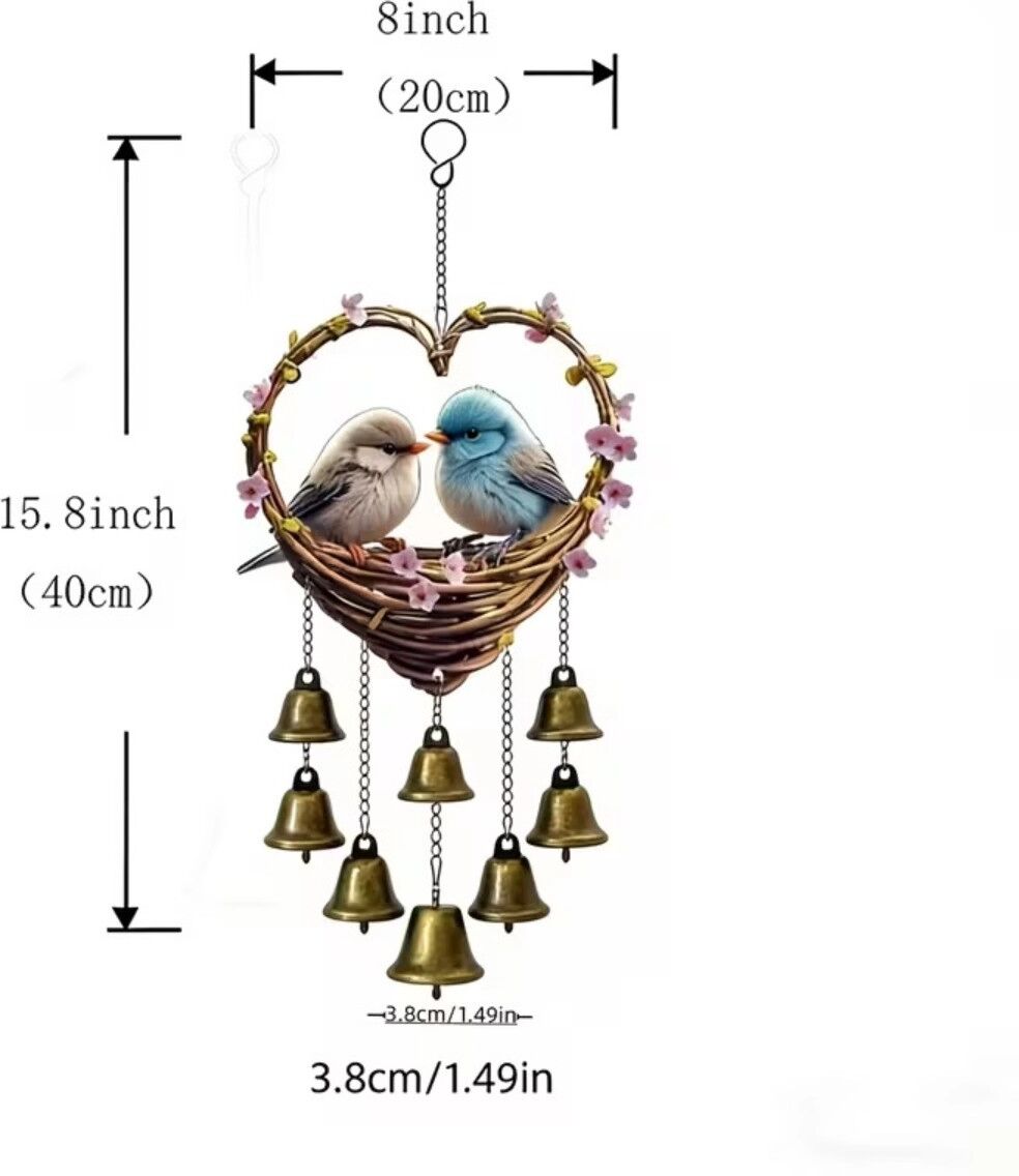 INF Acryl Herz Schmetterling Windspiel Hängeornament – Mehrfarbig 2D flacher Herz-Sonnenfänger für Zuhause, Garten, Balkon