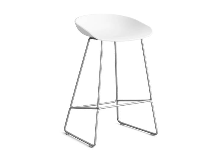HAY About a Stool 38 Low Barhocker 2.0 Weiß-Edelstahlgestell