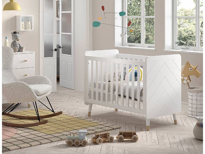 Lit de bébé 60 x 120cm Blanc/Blanc