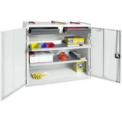 Stumpf & Kossendey, Werkstattschrank, Werkzeug-/Beistellschrank H1000xB1000xT500 mm 2 Schubladen, 2 Böden lichtgrau, RAL 7035/lichtgrau... (100 cm, 100 cm)