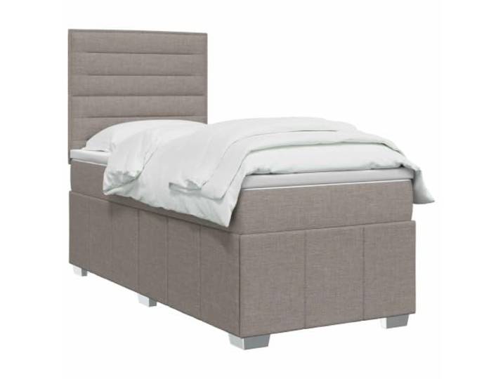 vidaXL LED Boxspringbett mit Matratze Taupe 90 x 200 cm Stoff Coole Beleuchtung für modernen Stil, Höhe anpassen für deinen Komfort, Verbesserung des Schlafs mit Bewegungsisolierung