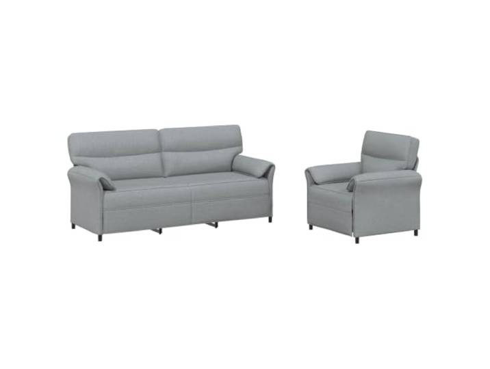 PUGYNBK 2-teiliges Sofa, hellgrau, Polyestergewebe mit Metallrahmen Langlebiger Metallboden, gepolsterter Schaumstoff, geschwungene Armlehnen, moderne rechteckige Form, einfache Montage mit