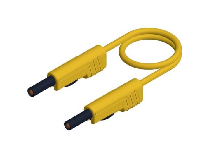 Meetkabel [ bar stekker 4 mm - bar stekker 4 mm] 0,25 m geel SKS Hirschmann MLB 25/1V beige