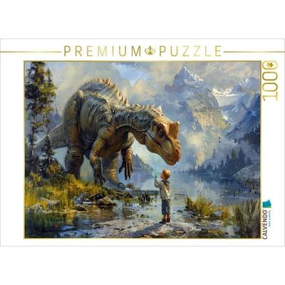 CALVENDO Puzzle Der große Freund - Kind und Dinosaurier | 1000 Teile Lege-Größe 64x48cm Foto-Puzzle für glückliche Stunden