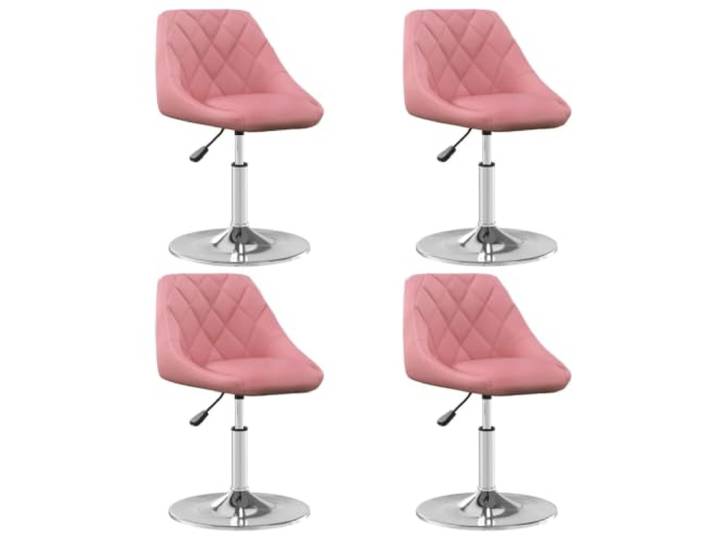 NLQMSU Esszimmerstühle, drehbar, Rosa, 4 Stück Sitz aus Samt, höhenverstellbar, Volldrehung, Rahmen aus verchromtem Stahl