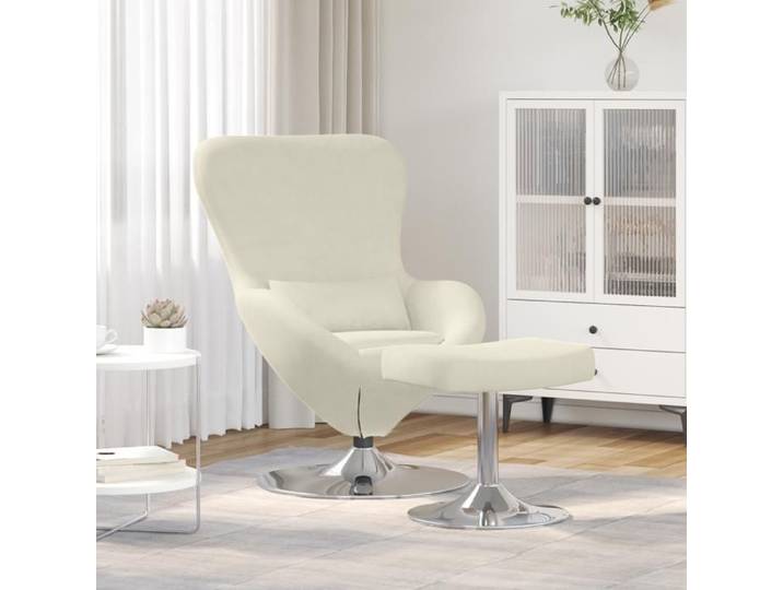 Moderne Chaise Œuf Fauteuil Club 1 Place avec Pouf Velours Crème - Fauteuil Tv @FR(472694)