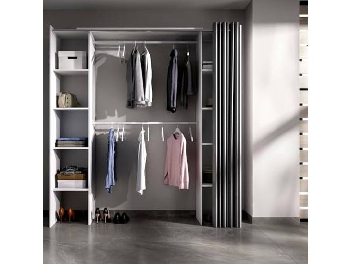Dmora - Grande Garde-Robe Manaslu\, Structure pour Dressing\, Cintre Ouvert Extensible\, 180x50h205 cm\, Blanc et Gris