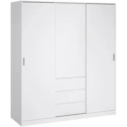 Dmora Mathieu - Kleiderschrank 3 Türen, 177x60 cm Hochglanz Weiß, 5 Einlegeböden