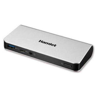 Hamlet Docking Station verbindet zwei HDMI- und DP-Bildschirme mit 4 USB 3.0-, LAN- und Audio-Anschlüssen (USB-A, USB-C, 7 Ports) (HDOCKS500C)
