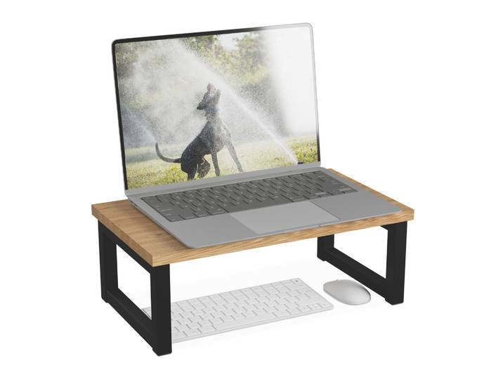 Monitorständer Industrial-Design Hellbraun-Schwarz