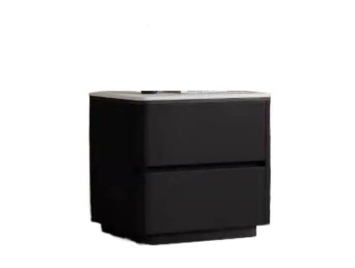 Nachttisch aus Massivholz, Schieferplatte, 2 Schubladen, Schlafzimmer Nachttisch, mehrfarbig, verschiedene Größen, komplett montiert(Black,40*40cm)