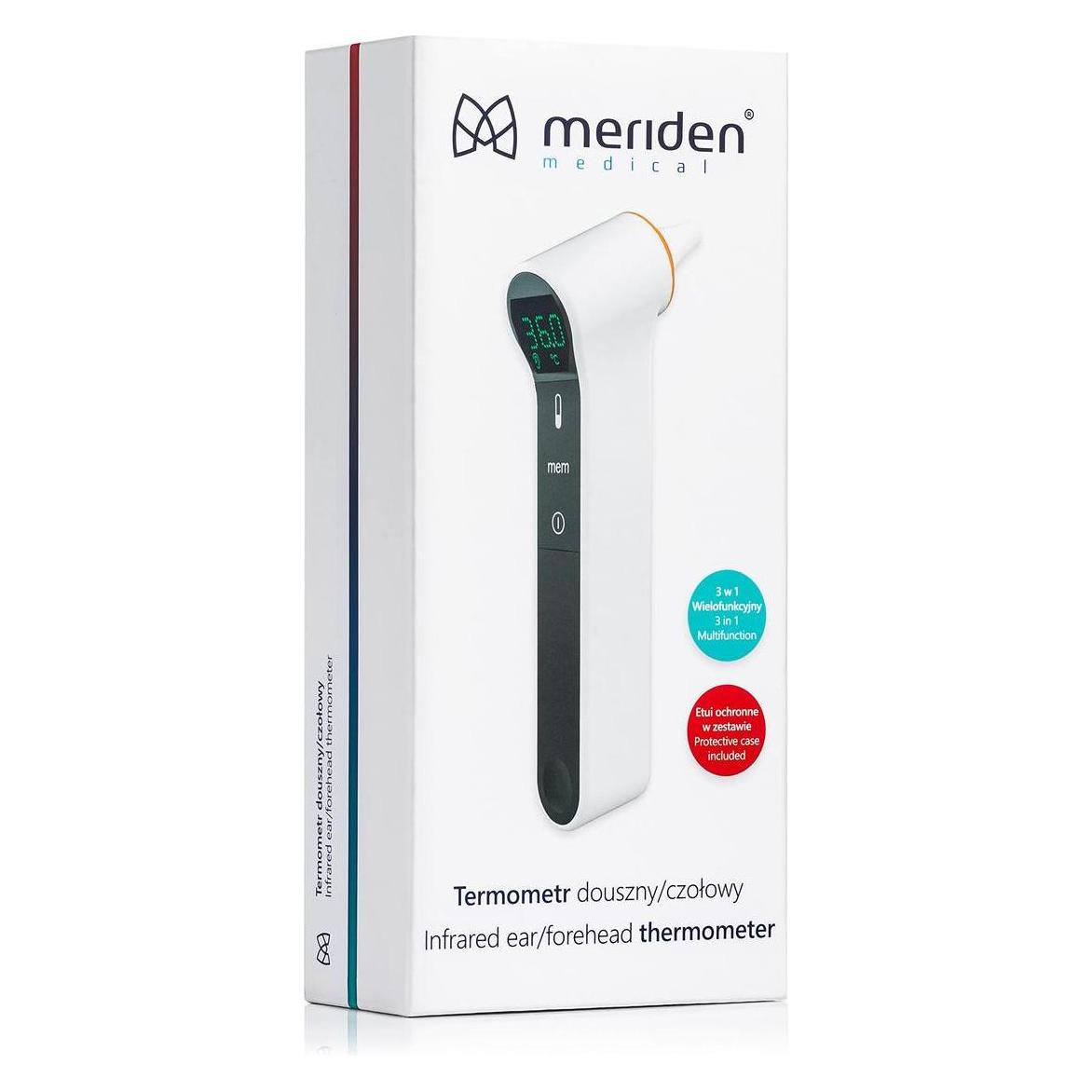 Meriden TM-19 Digitales Thermometer - Stirn und Ohr - beleuchtetes Display - Kunststoff - Speicherfunktion (38707342)
