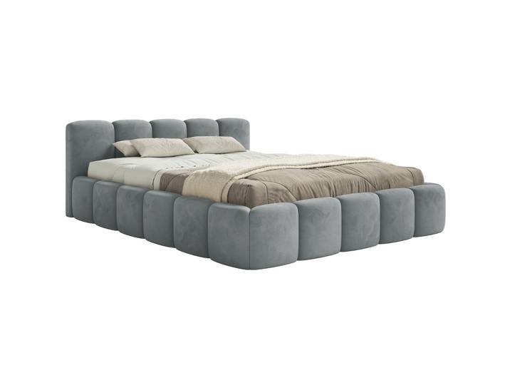 Gepolstertes Bett 160x200 cm Cloudy Low mit Stauraum, grauer