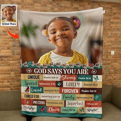 Personalisierte Decke Personalisierte Geschenke Gott sagt du bist Bibelverse für Tochter Sohn - Personalisierte Fotodecke