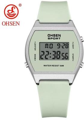 Inspired Finds White Waterproof Digital Sports Watch For Women With Alarm And LED Display green
