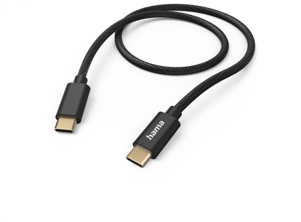 Hama 201547 Ladekabel Fabric USB-C zu USB-C Nylon 1,5m schwarz