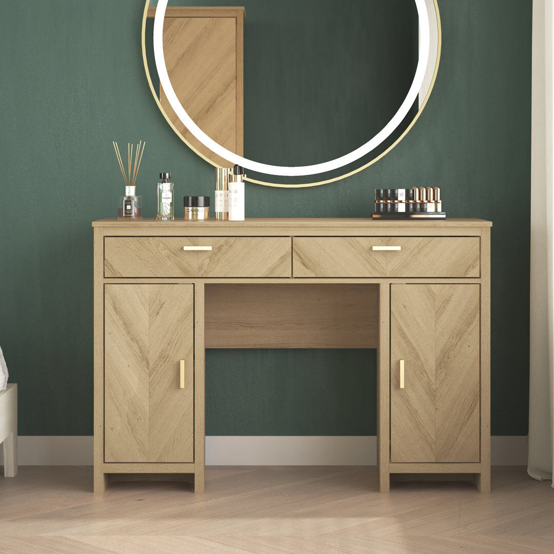 Gracie Oaks Bonnie 2 Door 2 Drawer Modern Dressing Table Oslo Oak 80.9cm H X 119cm W X 39.8cm D